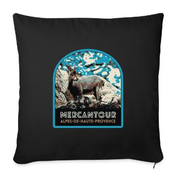 Mercantour Chamois Badge: Alpine Fauna - Sofa pillowcase 17,3'' x 17,3'' (45 x 45 cm) - black - Front