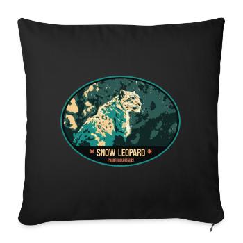 Snow Leopard illustration patch - Sofa pillowcase 17,3'' x 17,3'' (45 x 45 cm) - black - Front
