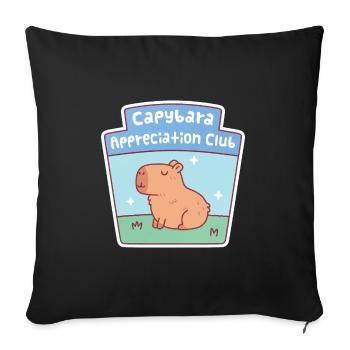 Club d’appréciation de Capybara mignon - Housse de coussin décorative 45 x 45 cm - noir - Devant