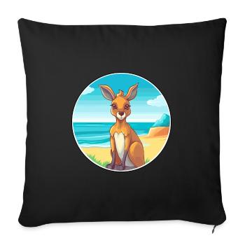 Kangaroo Watercolor Cartoon Kawaii Clipart Animal - Sofa pillowcase 17,3'' x 17,3'' (45 x 45 cm) - black - Front