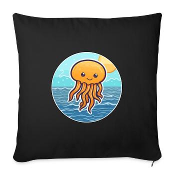 Jellyfish Watercolor Cartoon Kawaii Clipart Animal - Sofa pillowcase 17,3'' x 17,3'' (45 x 45 cm) - black - Front