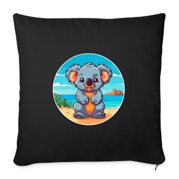 Koala Watercolor Cartoon Kawaii Clipart Animal - Sofa pillowcase 17,3'' x 17,3'' (45 x 45 cm) - black - Front