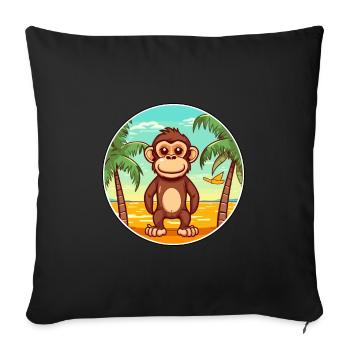 Monkey Watercolor Cartoon Kawaii Clipart Animal - Sofa pillowcase 17,3'' x 17,3'' (45 x 45 cm) - black - Front