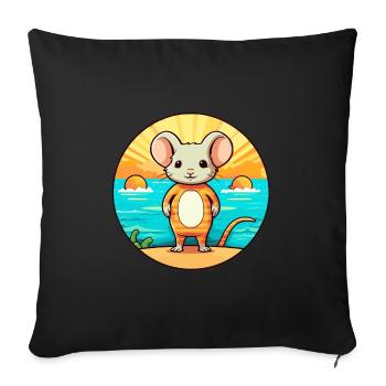 Mouse Watercolor Cartoon Kawaii Clipart Animal - Sofa pillowcase 17,3'' x 17,3'' (45 x 45 cm) - black - Front