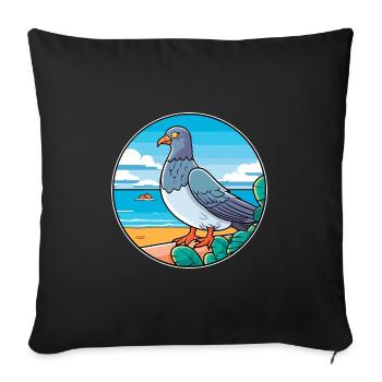 Pigeon Watercolor Cartoon Kawaii Clipart Animal - Sofa pillowcase 17,3'' x 17,3'' (45 x 45 cm) - black - Front