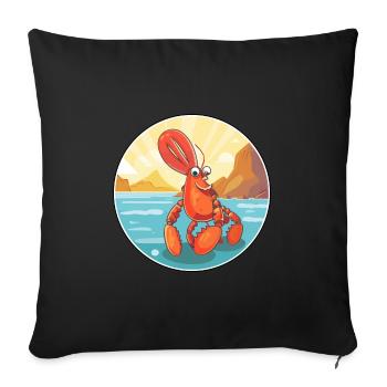 Lobster Watercolor Cartoon Kawaii Clipart Animal - Sofa pillowcase 17,3'' x 17,3'' (45 x 45 cm) - black - Front