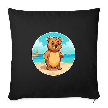 Quokka Watercolor Cartoon Kawaii Clipart Animal - Sofa pillowcase 17,3'' x 17,3'' (45 x 45 cm) - black - Front