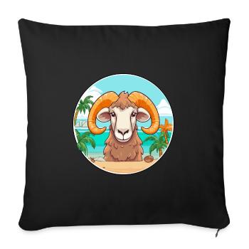 Ram Watercolor Cartoon Kawaii Clipart Animal - Sofa pillowcase 17,3'' x 17,3'' (45 x 45 cm) - black - Front