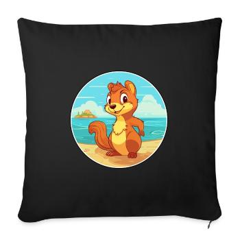 Squirrel Watercolor Cartoon Kawaii Clipart Animal - Sofa pillowcase 17,3'' x 17,3'' (45 x 45 cm) - black - Front