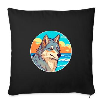Wolf Watercolor Cartoon Kawaii Clipart Animal - Sofa pillowcase 17,3'' x 17,3'' (45 x 45 cm) - black - Front
