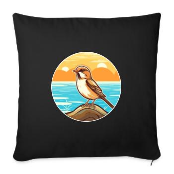 Sparrow Watercolor Cartoon Kawaii Clipart Animal - Sofa pillowcase 17,3'' x 17,3'' (45 x 45 cm) - black - Front