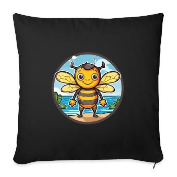 Bee Watercolor Cartoon Kawaii Clipart Animal - Sofa pillowcase 17,3'' x 17,3'' (45 x 45 cm) - black - Front