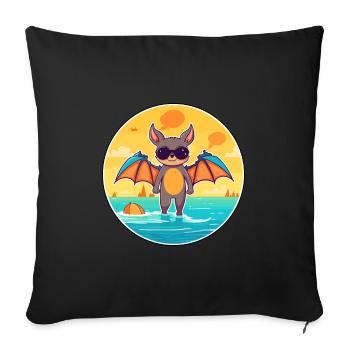 Bat Watercolor Cartoon Kawaii Clipart Animal - Sofa pillowcase 17,3'' x 17,3'' (45 x 45 cm) - black - Front