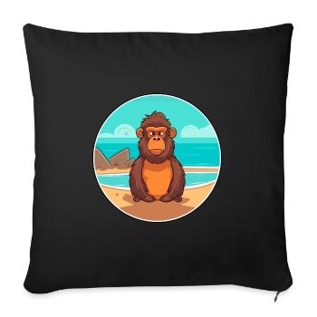 Baboon Watercolor Cartoon Kawaii Clipart Animal - Sofa pillowcase 17,3'' x 17,3'' (45 x 45 cm) - black - Front