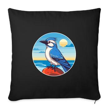 Blue Jay Watercolor Cartoon Kawaii Clipart Animal - Sofa pillowcase 17,3'' x 17,3'' (45 x 45 cm) - black - Front