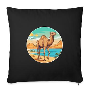 Camel Watercolor Cartoon Kawaii Clipart Animal - Sofa pillowcase 17,3'' x 17,3'' (45 x 45 cm) - black - Front