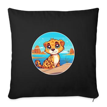Cheetah Watercolor Cartoon Kawaii Clipart Animal - Sofa pillowcase 17,3'' x 17,3'' (45 x 45 cm) - black - Front