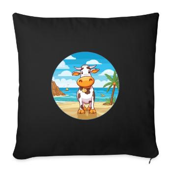 Vache aquarelle dessin animé kawaii clipart animal - Housse de coussin décorative 45 x 45 cm - noir - Devant