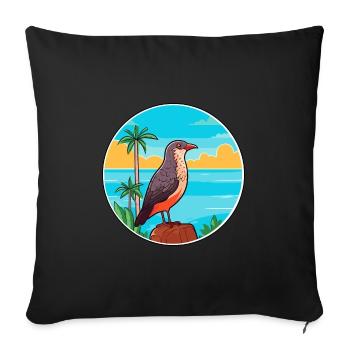 Cuckoo Watercolor Cartoon Kawaii Clipart Animal - Sofa pillowcase 17,3'' x 17,3'' (45 x 45 cm) - black - Front