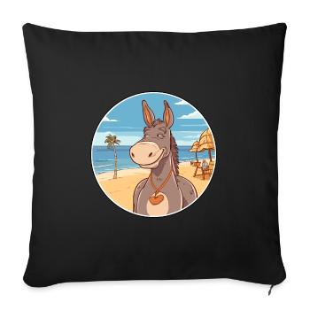 Donkey Watercolor Cartoon Kawaii Clipart Animal - Sofa pillowcase 17,3'' x 17,3'' (45 x 45 cm) - black - Front