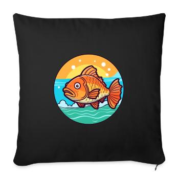 Fish Watercolor Cartoon Kawaii Clipart Animal - Sofa pillowcase 17,3'' x 17,3'' (45 x 45 cm) - black - Front