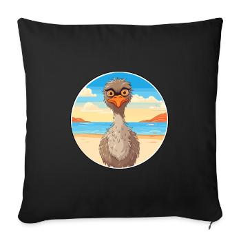 Emu Watercolor Cartoon Kawaii Clipart Animal - Sofa pillowcase 17,3'' x 17,3'' (45 x 45 cm) - black - Front