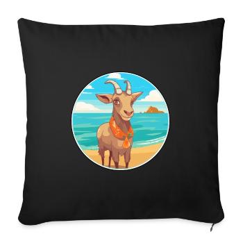 Chèvre aquarelle dessin animé Kawaii Clipart Animal - Housse de coussin décorative 45 x 45 cm - noir - Devant