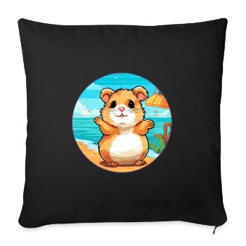 Hamster Watercolor Cartoon Kawaii Clipart Animal - Sofa pillowcase 17,3'' x 17,3'' (45 x 45 cm) - black - Front