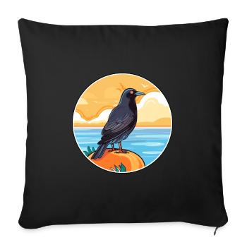 Crow Watercolor Cartoon Kawaii Clipart Animal - Sofa pillowcase 17,3'' x 17,3'' (45 x 45 cm) - black - Front