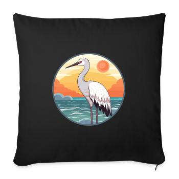 Crane Watercolor Cartoon Kawaii Clipart Animal - Sofa pillowcase 17,3'' x 17,3'' (45 x 45 cm) - black - Front