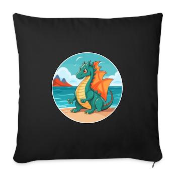 Dragon Watercolor Cartoon Kawaii Clipart Animal - Sofa pillowcase 17,3'' x 17,3'' (45 x 45 cm) - black - Front
