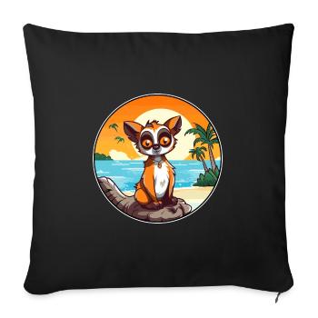 Lemur Watercolor Cartoon Kawaii Clipart Animal - Sofa pillowcase 17,3'' x 17,3'' (45 x 45 cm) - black - Front