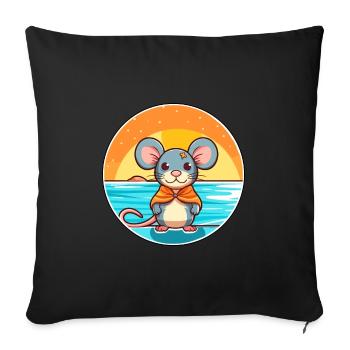 Mouse Watercolor Cartoon Kawaii Clipart Animal - Sofa pillowcase 17,3'' x 17,3'' (45 x 45 cm) - black - Front