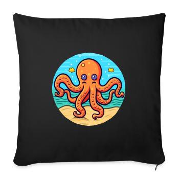 Octopus Watercolor Cartoon Kawaii Clipart Animal - Sofa pillowcase 17,3'' x 17,3'' (45 x 45 cm) - black - Front