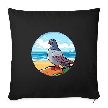 Pigeon Watercolor Cartoon Kawaii Clipart Animal - Sofa pillowcase 17,3'' x 17,3'' (45 x 45 cm) - black - Front
