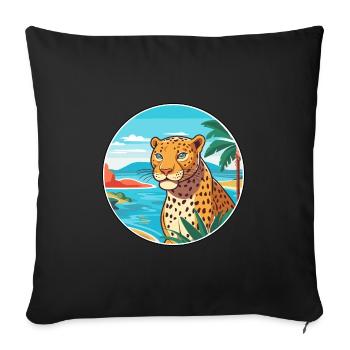 Jaguar Watercolor Cartoon Kawaii Clipart Animal - Sofa pillowcase 17,3'' x 17,3'' (45 x 45 cm) - black - Front