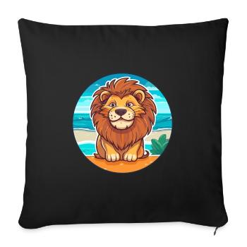 Lion Watercolor Cartoon Kawaii Clipart Animal - Sofa pillowcase 17,3'' x 17,3'' (45 x 45 cm) - black - Front