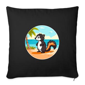 Skunk aquarelle dessin animé Kawaii Clipart Animal - Housse de coussin décorative 45 x 45 cm - noir - Devant