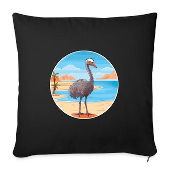 Strauß Aquarell Cartoon Kawaii Clipart Tier - Sofakissenbezug 45 x 45 cm - Schwarz - Vorne