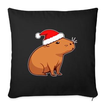 Capybara Noël - Housse de coussin décorative 45 x 45 cm - noir - Devant