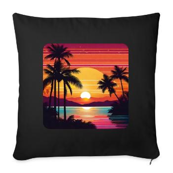 Atmospheric sunset with palm trees - Sofa pillowcase 17,3'' x 17,3'' (45 x 45 cm) - black - Front