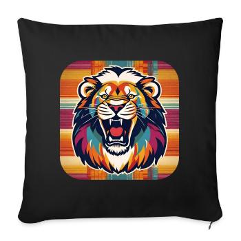 Lion rugissant dans un style rétro - Housse de coussin décorative 45 x 45 cm - noir - Devant