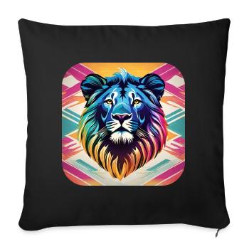 Lion in retro style - Sofa pillowcase 17,3'' x 17,3'' (45 x 45 cm) - black - Front