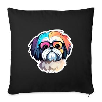 Shih Tzu Dog Drawing - Sofa pillowcase 17,3'' x 17,3'' (45 x 45 cm) - black - Front