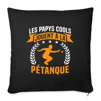Les Papys Cools jouent à la pétanque - Housse de coussin décorative 45 x 45 cm - noir - Devant