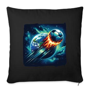 Fireball soccer shoots through space - Sofa pillowcase 17,3'' x 17,3'' (45 x 45 cm) - black - Front