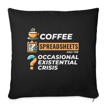 Accountant Bookkeeping Coffee Spreadsheets Funny - Sofa pillowcase 17,3'' x 17,3'' (45 x 45 cm) - black - Front