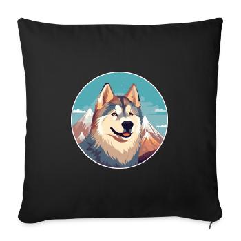 Alopekis Dog Breed Cartoon Kawaii Watercolor - Sofa pillowcase 17,3'' x 17,3'' (45 x 45 cm) - black - Front