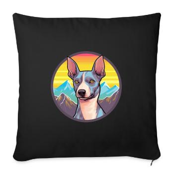 American Hairless Terrier chien race Cartoon Kawaii - Housse de coussin décorative 45 x 45 cm - noir - Devant