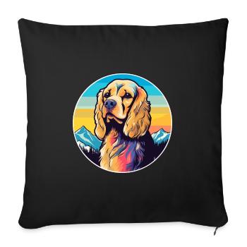 American Cocker Spaniel chien race Cartoon Kawaii W - Housse de coussin décorative 45 x 45 cm - noir - Devant